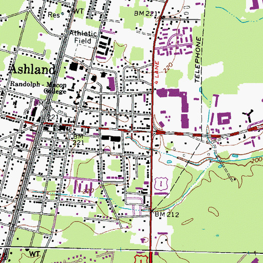 Topographic Map of Ashland Police Department, VA