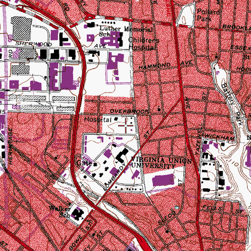 Topographic Map of Richmond Police Department Training Division, VA