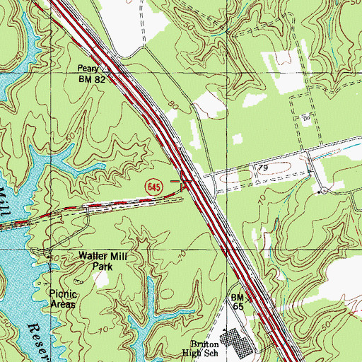 Topographic Map of Virginia State Police Division 5 Area 37 Office, VA