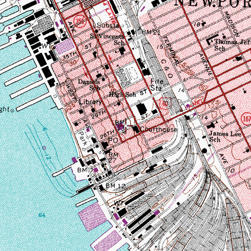 Topographic Map of Newport News Police Department, VA