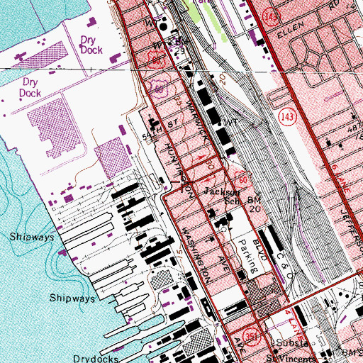 Topographic Map of Newport News Police Department, VA