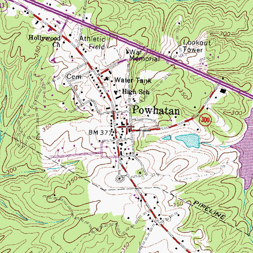 Topographic Map of Powhatan County Sheriff's Office, VA