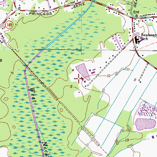 Topographic Map of Virginia Beach Police Aviation, VA