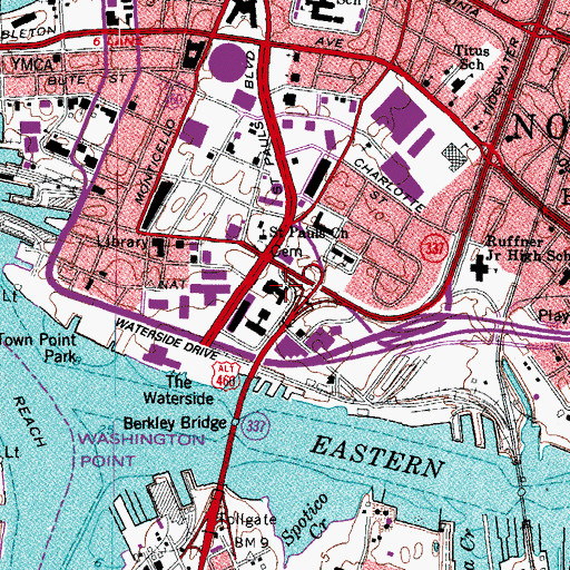 Topographic Map of Norfolk City Sheriff's Office, VA