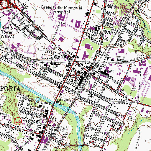 Topographic Map of Emporia Police Department, VA