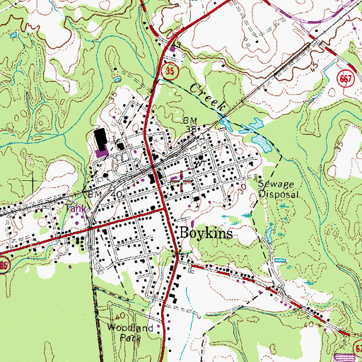 Topographic Map of Boykins Police Department, VA