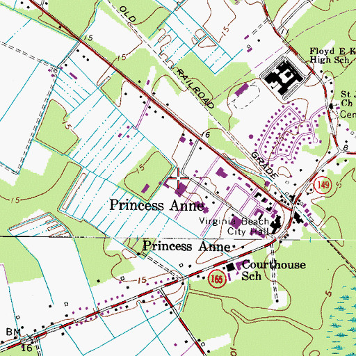 Topographic Map of Virginia Beach City Sheriff's Office, VA