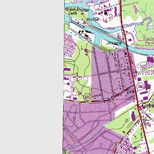 Topographic Map of Chesapeake Police Department, VA