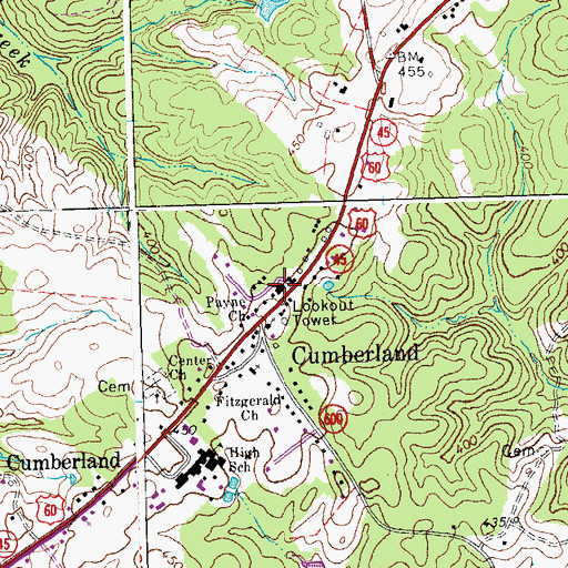 Topographic Map of Cumberland County Sheriff's Office, VA