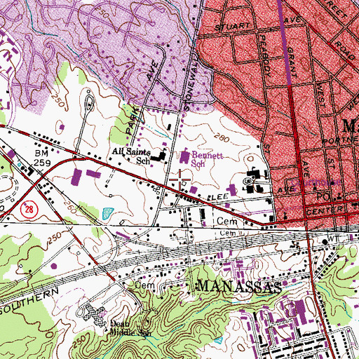 Topographic Map of Prince WillPrince William County Police Department, VA