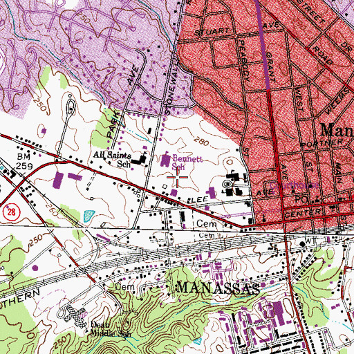 Topographic Map of Prince William County Juvenile Court Service Unit - Manassas Office, VA