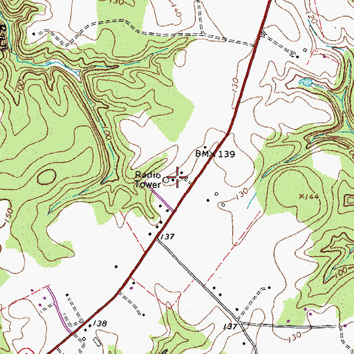 Topographic Map of Virginia State Police Division 1 Area 2 Office, VA