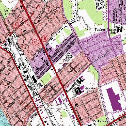 Topographic Map of Newport News Police Department - Headquarters, VA