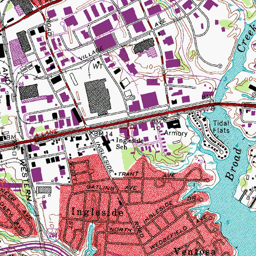 Topographic Map of Norfolk Police Department First Patrol Division, VA