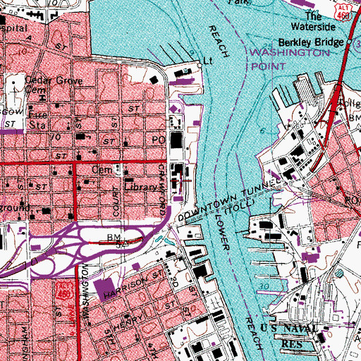 Topographic Map of Portsmouth City Sheriff's Office, VA