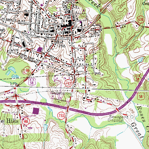 Topographic Map of Lawrenceville Police Chief, VA