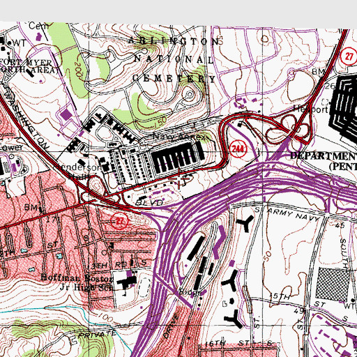 Topographic Map of Virginia State Police Division 7 Area 45 Office, VA