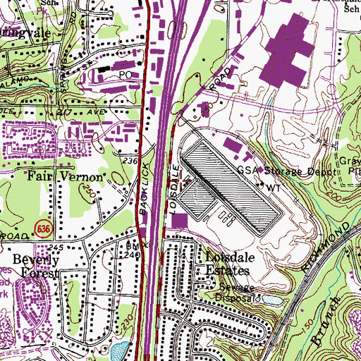 Topographic Map of Virginia State Police Division 7 Area 48 Office, VA