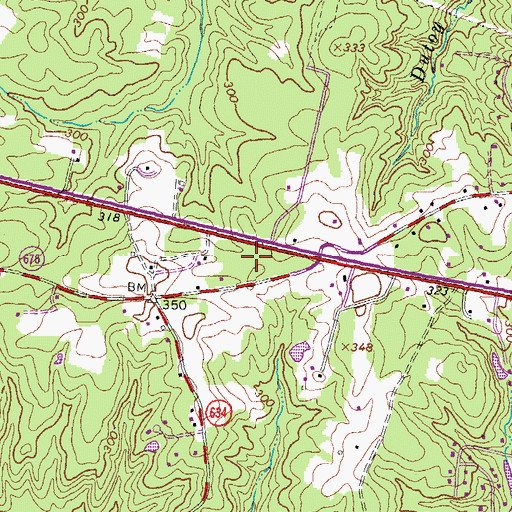 Topographic Map of Virginia State Police Division 1 Area 6 Office, VA