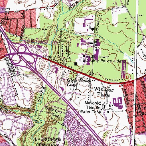 Topographic Map of Virginia State Police Division 1 Area 8 Office, VA