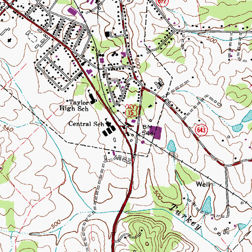 Topographic Map of Virginia State Police Division 2 Area 12 Office, VA