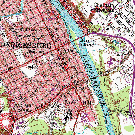 Topographic Map of Fredericksburg City Sheriff's Office, VA