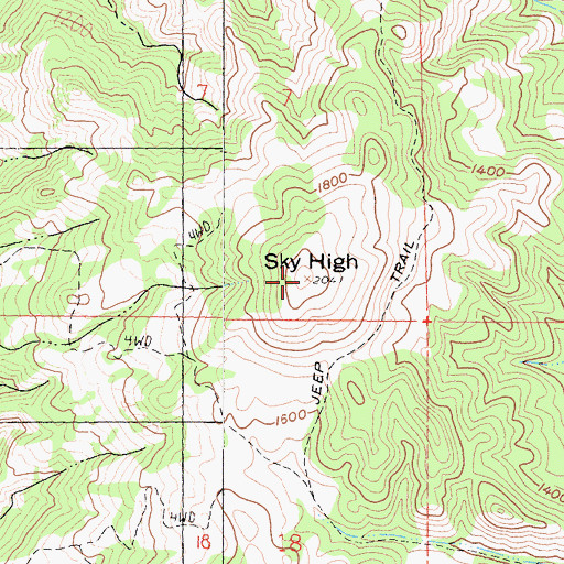 Topographic Map of Sky High, CA