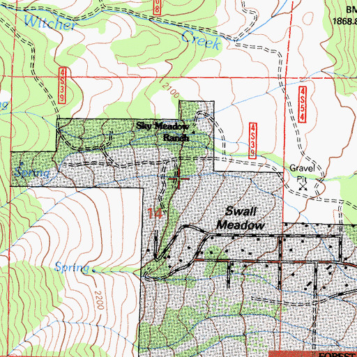 Topographic Map of Sky Meadow Ranch, CA