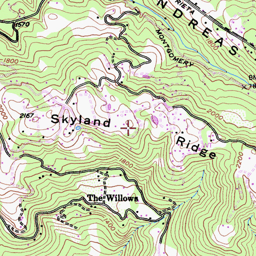Topographic Map of Skyland Ridge, CA