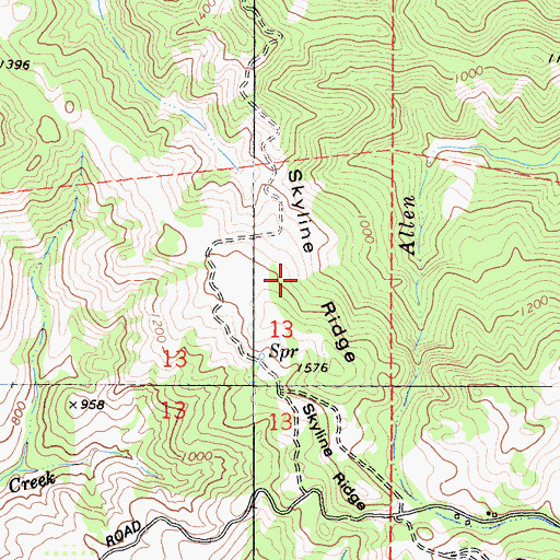 Topographic Map of Skyline Ridge, CA