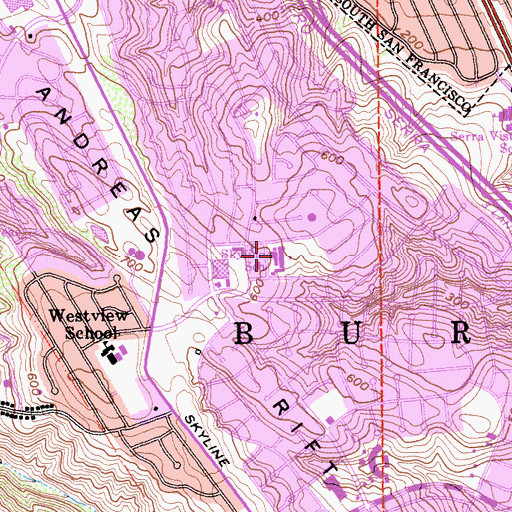Topographic Map of Skyline Elementary School, CA