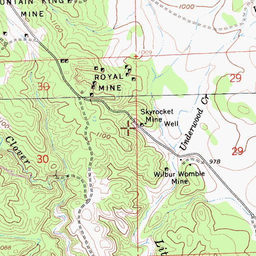 Topographic Map of Skyrocket Mine, CA