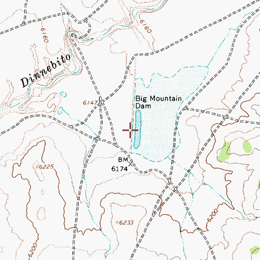 Topographic Map of Big Mountain Dam Reservoir, AZ