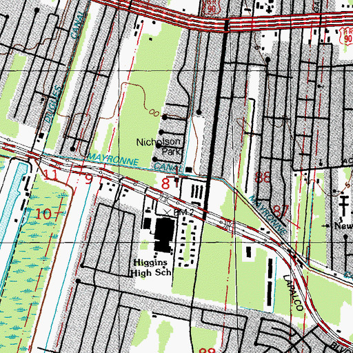 Topographic Map of Marrero - Ragusa Volunteer Fire Department, LA