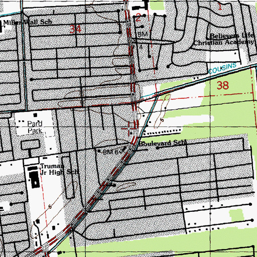 Topographic Map of Marrero Estelle Volunteer Fire Department Company 1, LA
