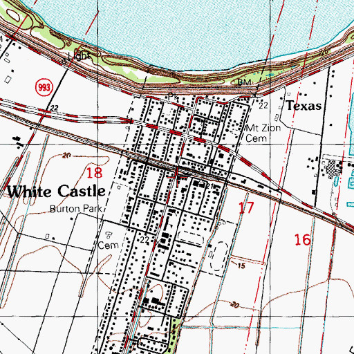 Topographic Map of White Castle Volunteer Fire Department, LA