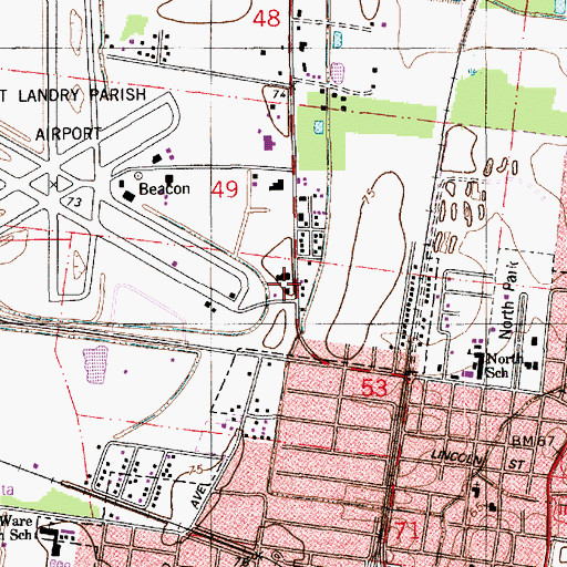 Topographic Map of Saint Landry Parish Fire District 3 Station 1, LA