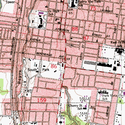 Topographic Map of Opelousas Fire Department Main Station, LA