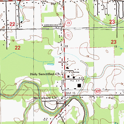 Topographic Map of Geismar Volunteer Fire Department, LA
