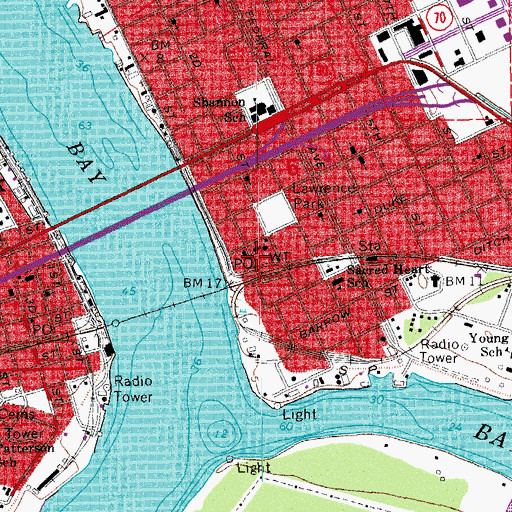 Topographic Map of Morgan City Fire Department, LA