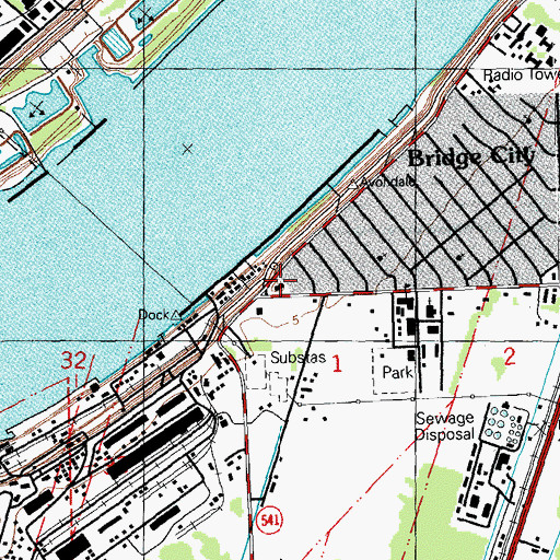 Topographic Map of Bridge City Volunteer Fire Company 1, LA