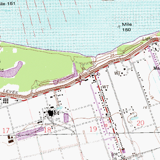 Topographic Map of Vacherie Volunteer Fire Department Station 1, LA