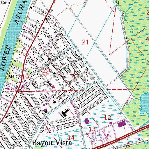 Topographic Map of Bayou Vista Volunteer Fire Department, LA