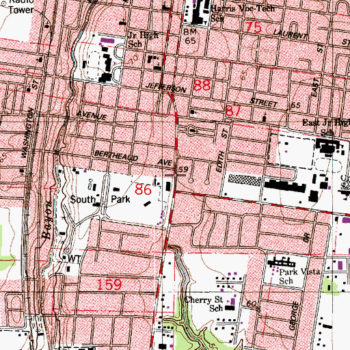 Topographic Map of Opelousas Fire Chief's Office, LA