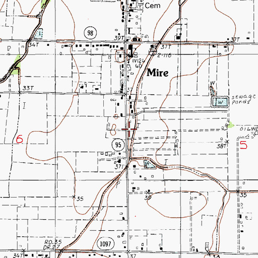 Topographic Map of Mire Volunteer Fire Department District 7, LA