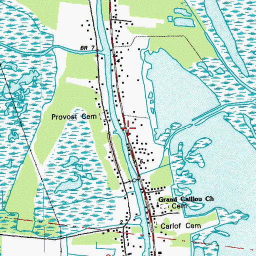 Topographic Map of Grand Caillou Volunteer Fire Department, LA