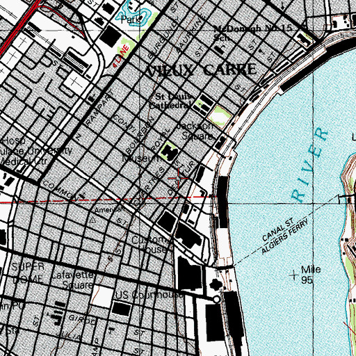 Topographic Map of New Orleans Fire Department Headquarters Squirt 29, LA