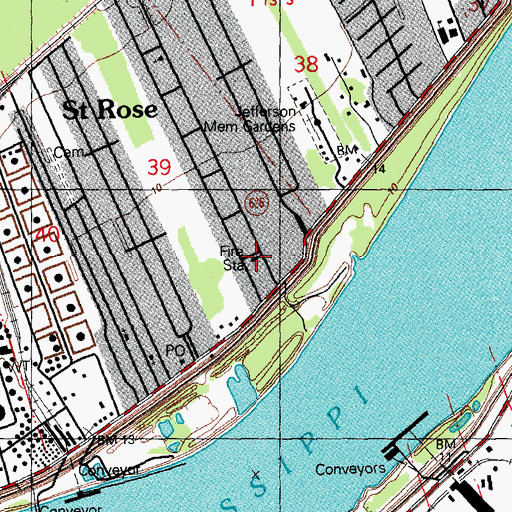 Topographic Map of Saint Rose Volunteer Fire Department District Number 5, LA