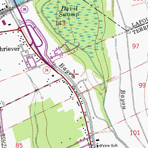 Topographic Map of Schriever Volunteer Fire Department, LA