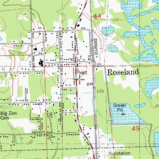 Topographic Map of Roseland Volunteer Fire Department, LA